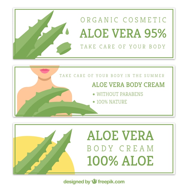 Flat design aloe vera banner