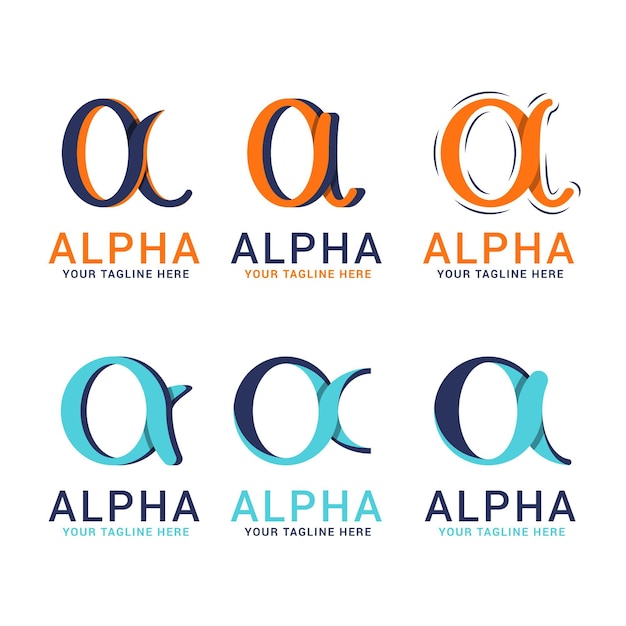 Free Vector flat design alpha logos pack