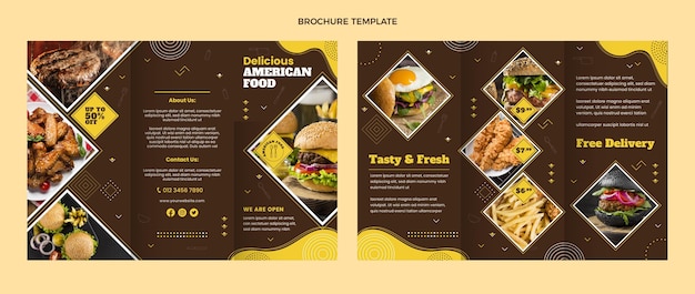 Flat design american food brochure