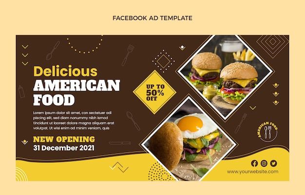 Free vector flat design american food facebook template