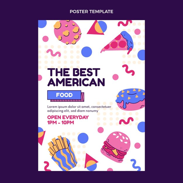 Flat design american food poster template