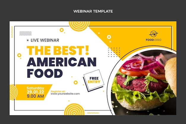 Flat design american food webinar template