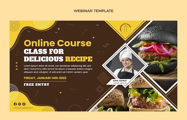 Flat design american food webinar