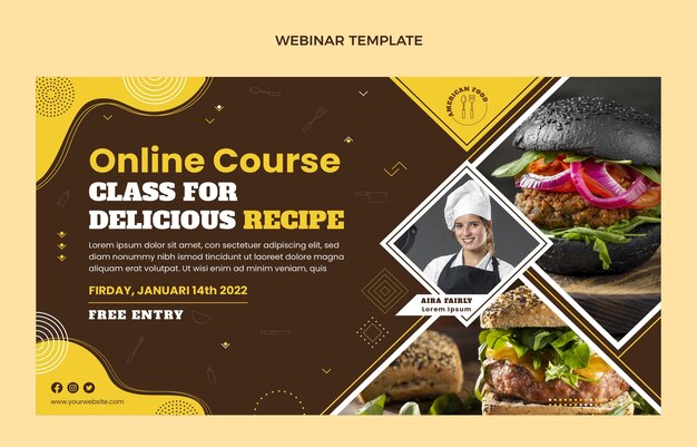 Flat design american food webinar