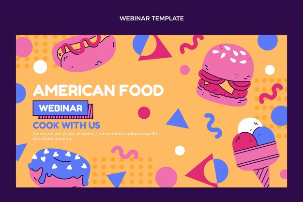 Flat design american food webinar