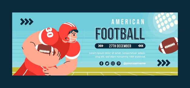 Flat design american football facebook cover