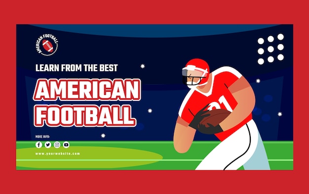 Flat design american football facebook template