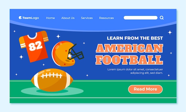 Flat design american football landing page