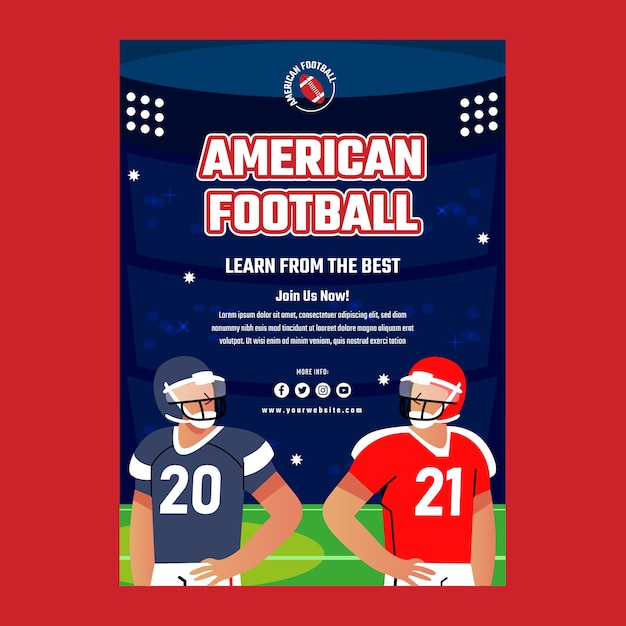 Flat design american football poster template