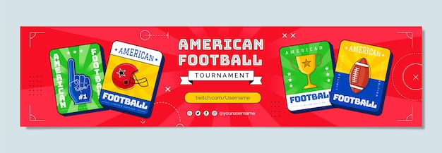 Flat design american football twitch banner