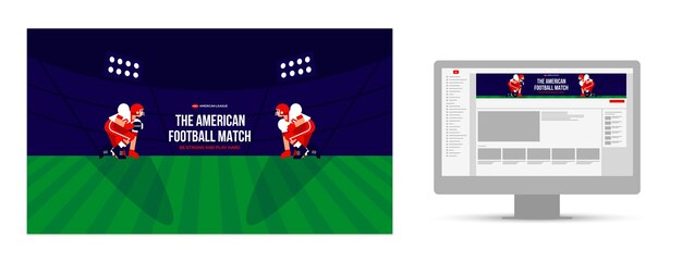 Flat design american football youtube channel art