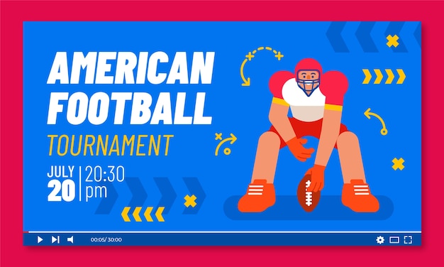 Free Vector flat design american football youtube thumbnail