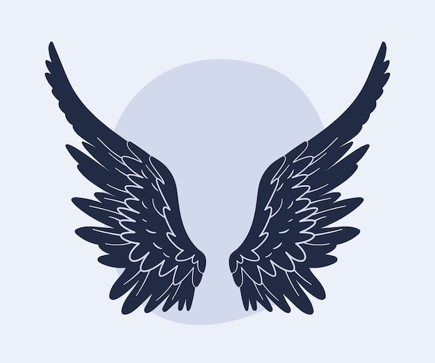 Flat design angel wings silhouette