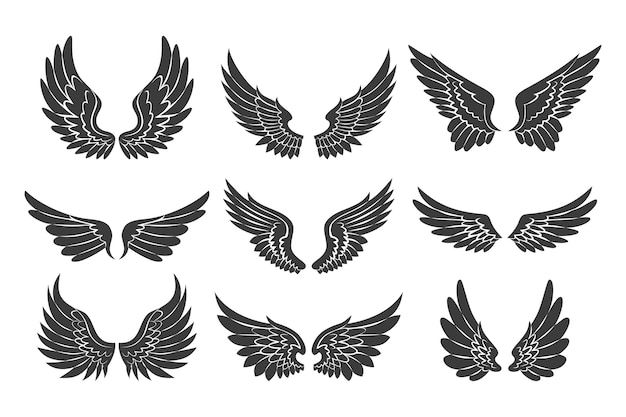 Flat design angel wings silhouette