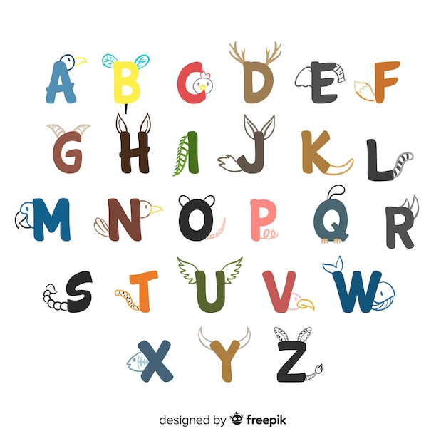 Free Vector flat design animal letters set