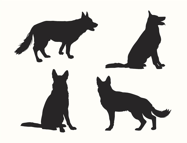 Free vector flat design animal silhouette set