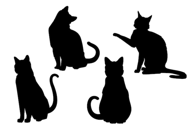 Flat design animals silhouette set