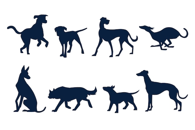 Flat design animals silhouette set