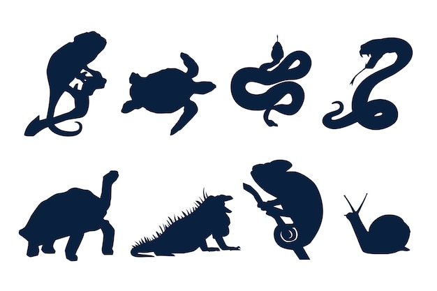 Free Vector flat design animals silhouette set