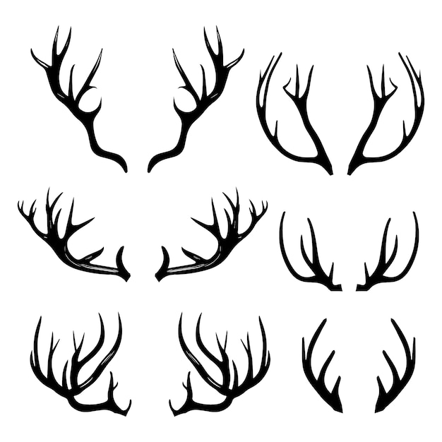 Free Vector flat design antler silhouettes