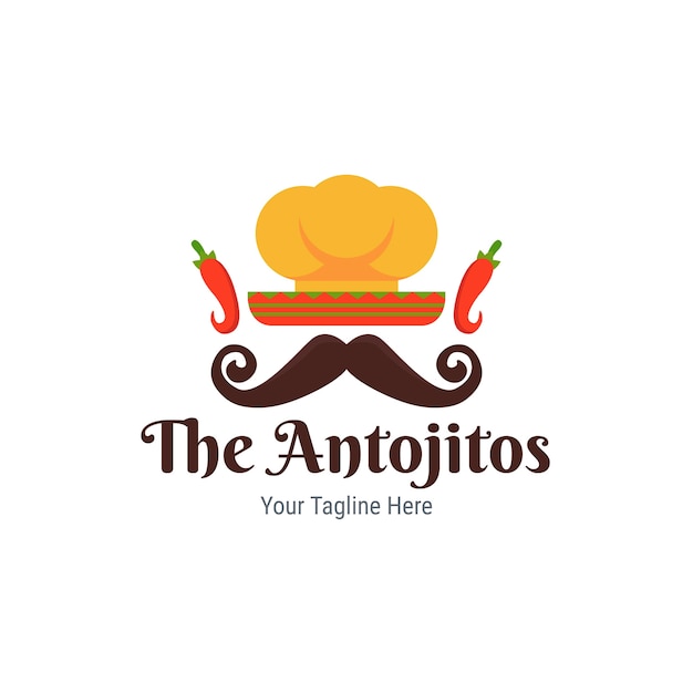 Flat design antojitos logo design template