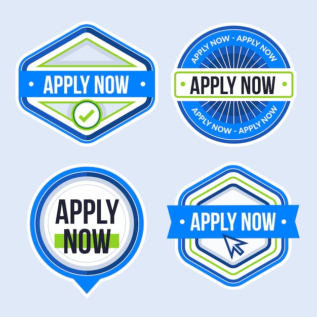 Flat design apply now badges