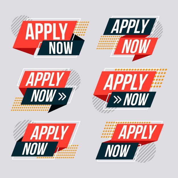 Flat design apply now labels design