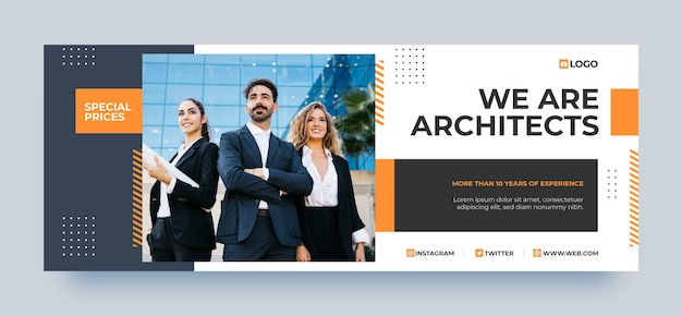 Flat design architect career facebook cover