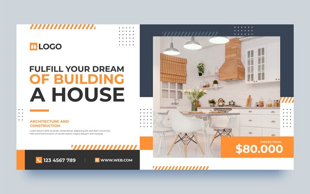 Flat design architect facebook template