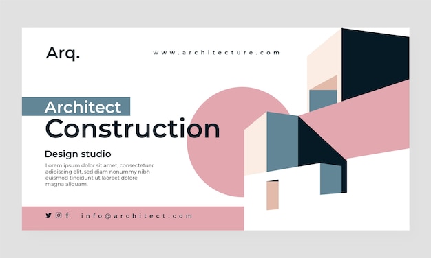 Flat design architect job facebook template