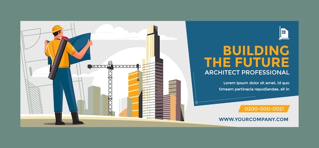 Flat design architecture development facebook cover