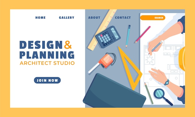 Flat design architecture development landing page