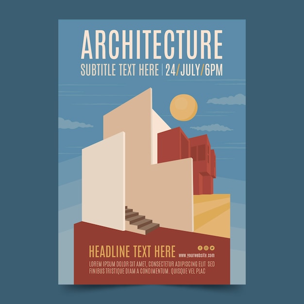 Flat design architecture poster template