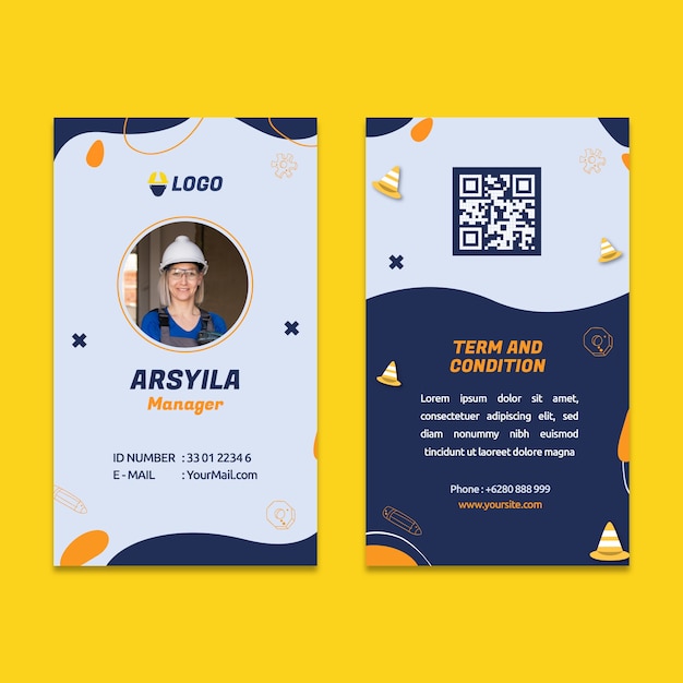 Flat design architecture project id card