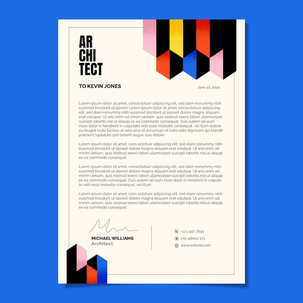 Flat design architecture project letterhead