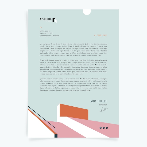 Free Vector flat design architecture project letterhead