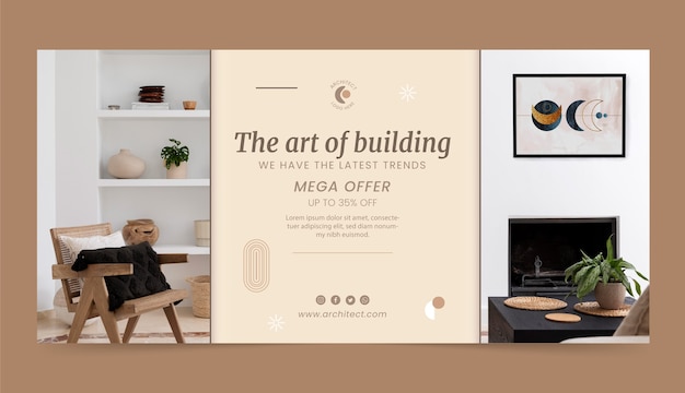 Flat design architecture project sale banner template