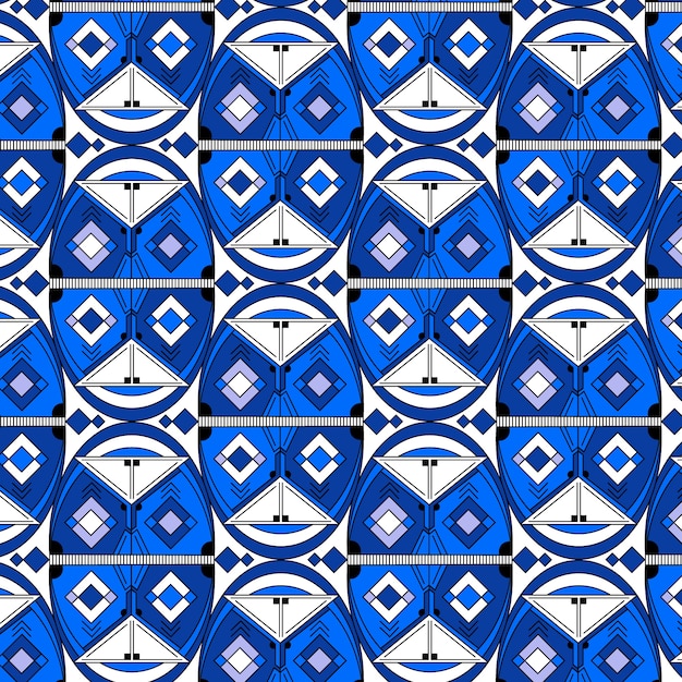 Free vector flat design art deco blue pattern