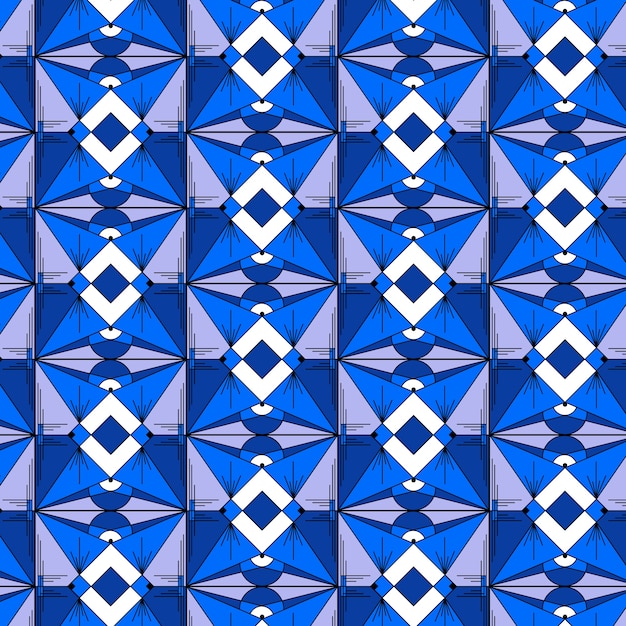 Flat design art deco blue pattern