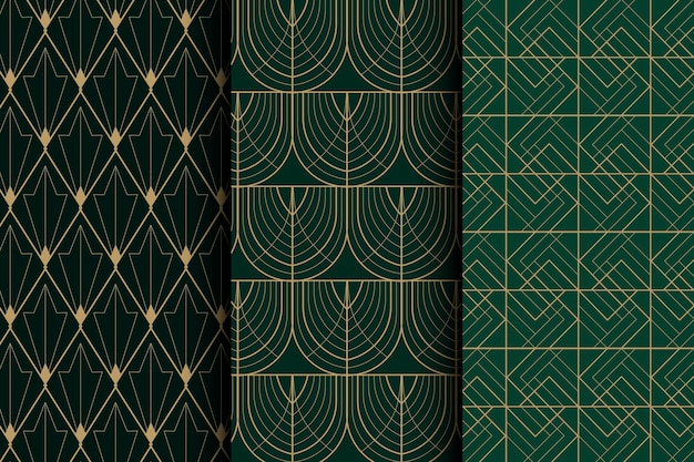 Free Vector flat design art deco elegant pattern collection