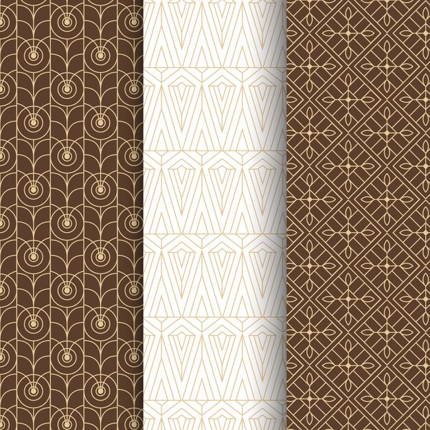 Flat design art deco elegant pattern set