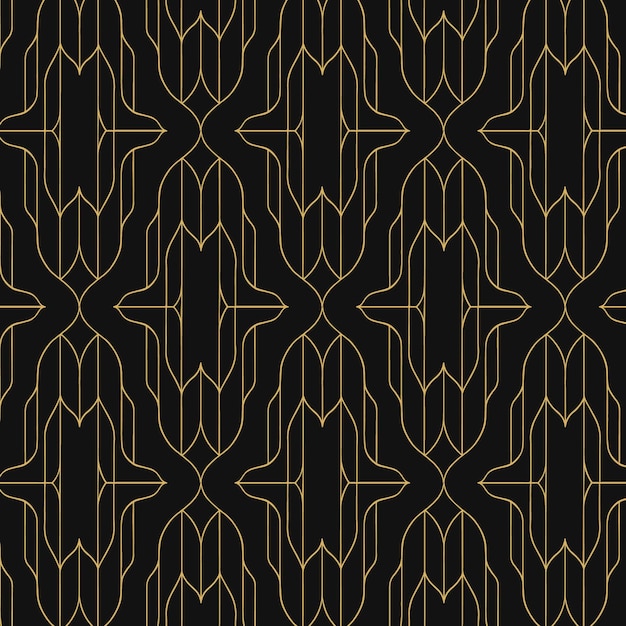 Flat design art deco golden pattern