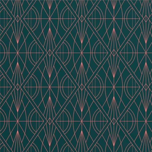 Free Vector flat design art deco green and pink pattern