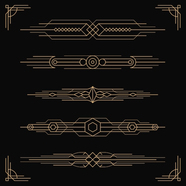 Flat design art deco ornament set