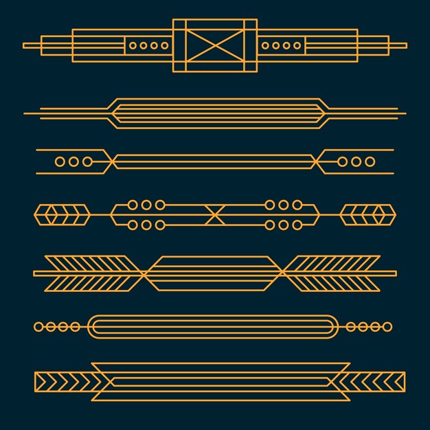 Flat design art deco ornament set