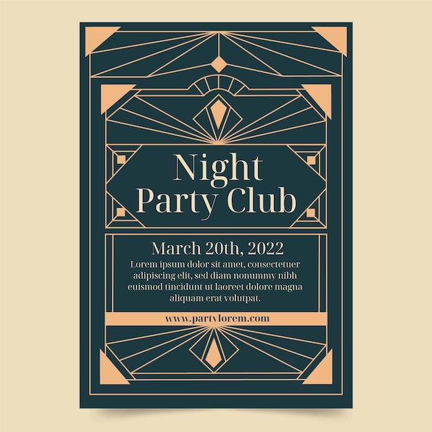 Flat design art deco party club poster