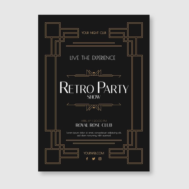 Flat design of art deco party poster