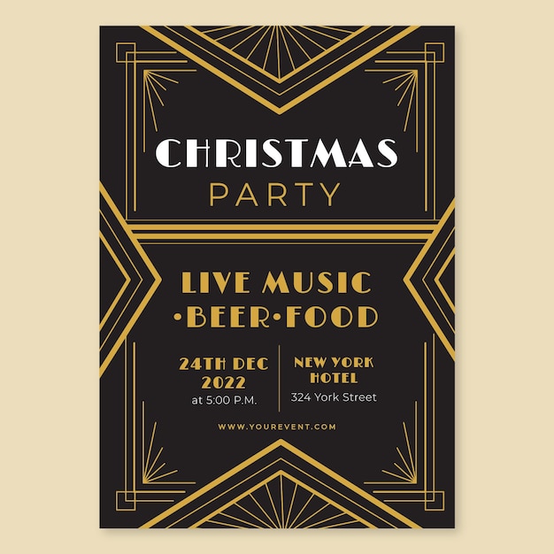 Flat design of art deco party poster