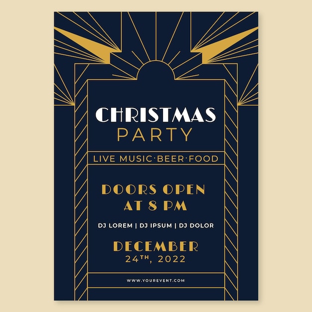 Flat design of art deco party poster