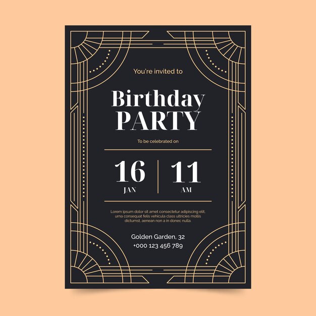 Flat design art deco party poster